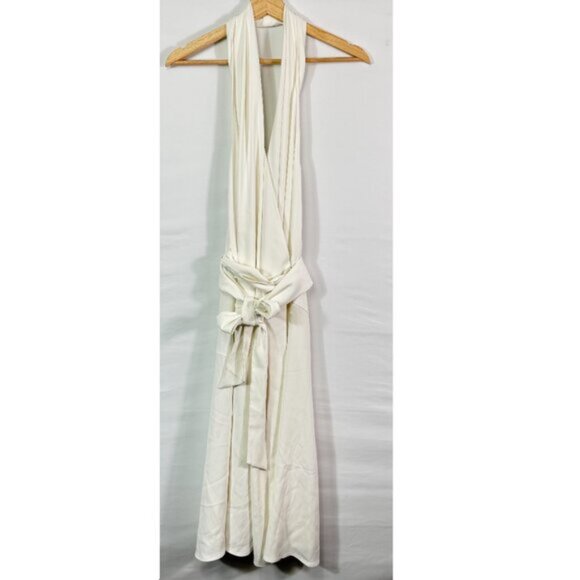 Reiss Piper Halter Neck Wrap Midi Hollow Back Midi Dress White EU 42/ US 10 - Picture 4 of 11